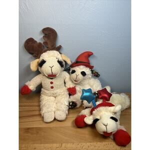 Lot of 3 PLUSH Holiday Lamb Chop Halloween Independence Day Christmas Squeaker